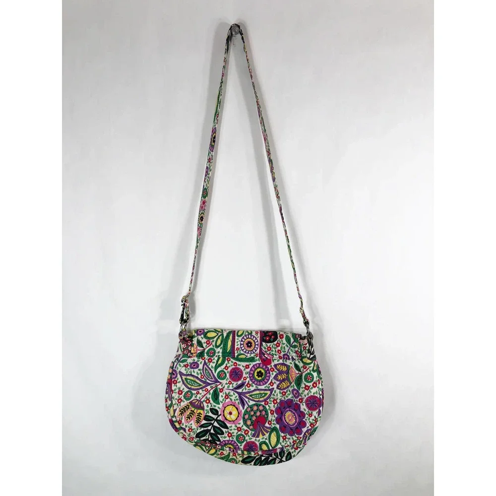 Vera‎ Bradley Viva la Vera Bag Crossbody Strap Purple Green Floral Flap Bag